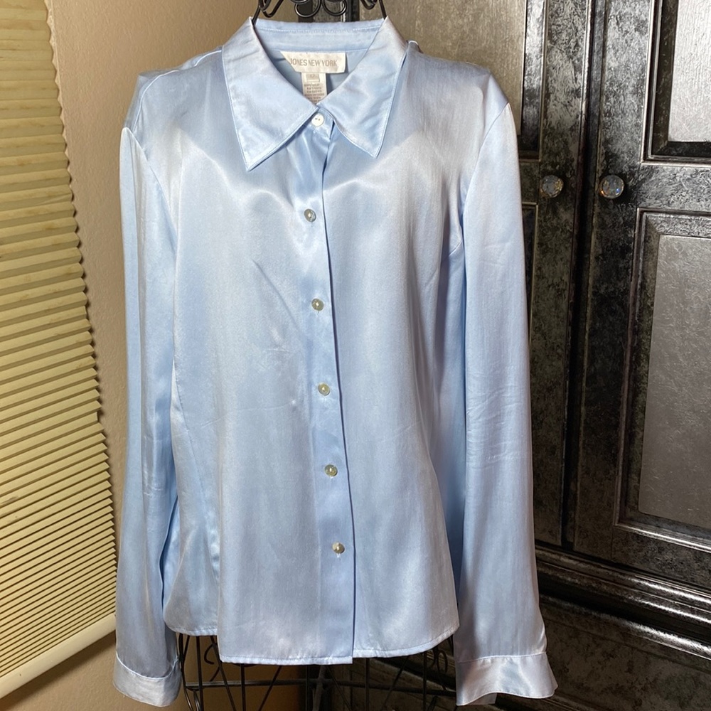 Jones New York Blue Silk Shirt